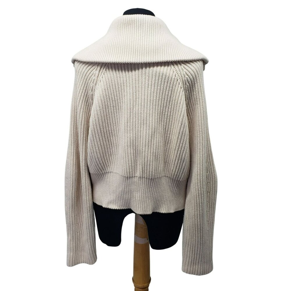 G. Label by Goop GWYN Cream Bella Button Bomber Cardigan Sweater Minimalist - Picture 5 of 16